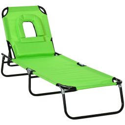 Tumbona plegable 190x56x28 cm acero y tela oxford color verde Outsunny