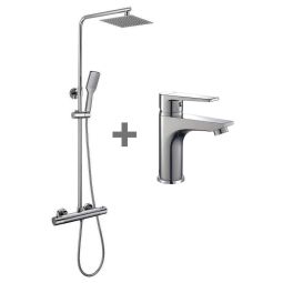 Kibath pack columna y grifo termostático den acabado cromo brillo de latón