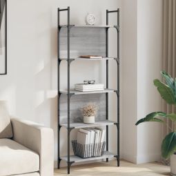 Librería de 5 estantes madera gris sonoma 60,5x24x166,5 cm