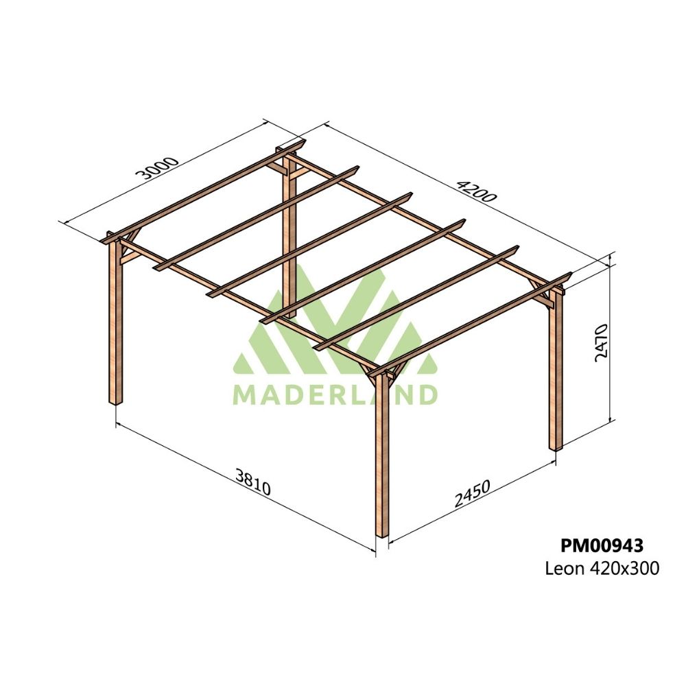 Pérgola de madera maciza - león 420x300cm (maderland)