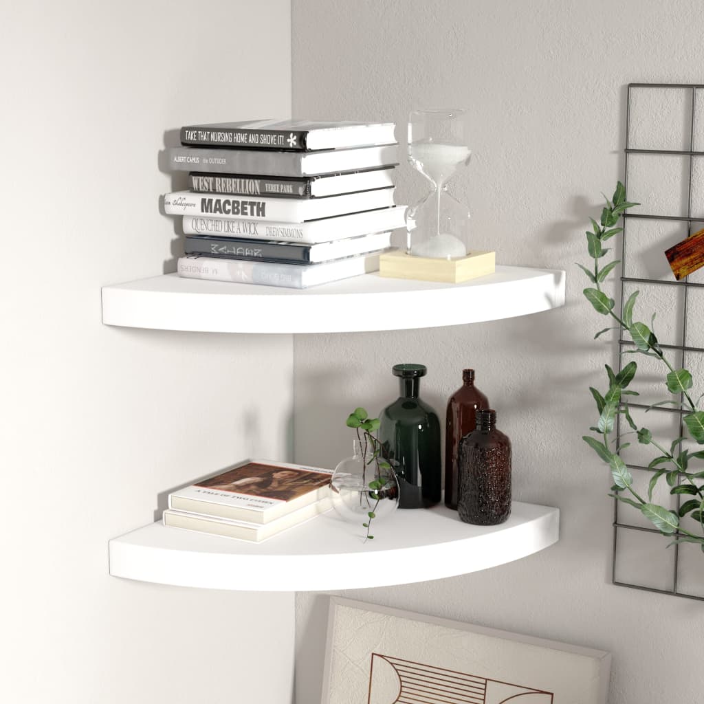 Estantes flotantes de esquina 2 uds mdf blanco 35x35x3,8 cm