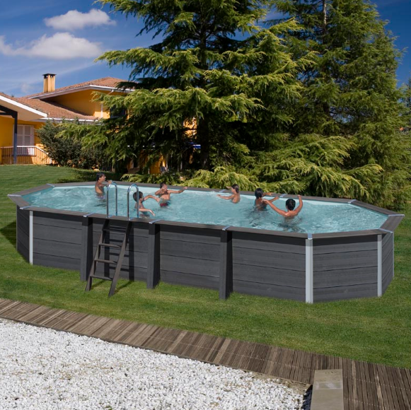 piscina gre ovalada kpcov66l de composite con foco