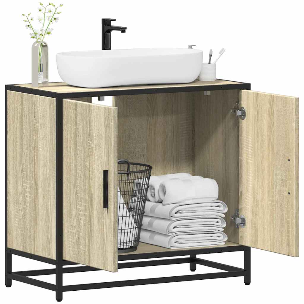 Armario de lavabo de baño madera roble sonoma 65x33x60 cm esb7163