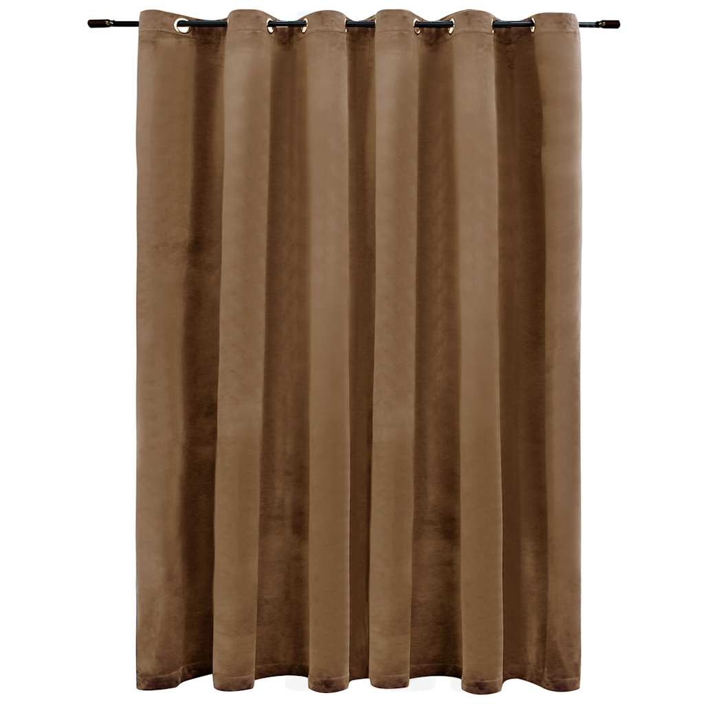 vidaXL cortina opaca con anillas de metal terciopelo beige 290x245 cm