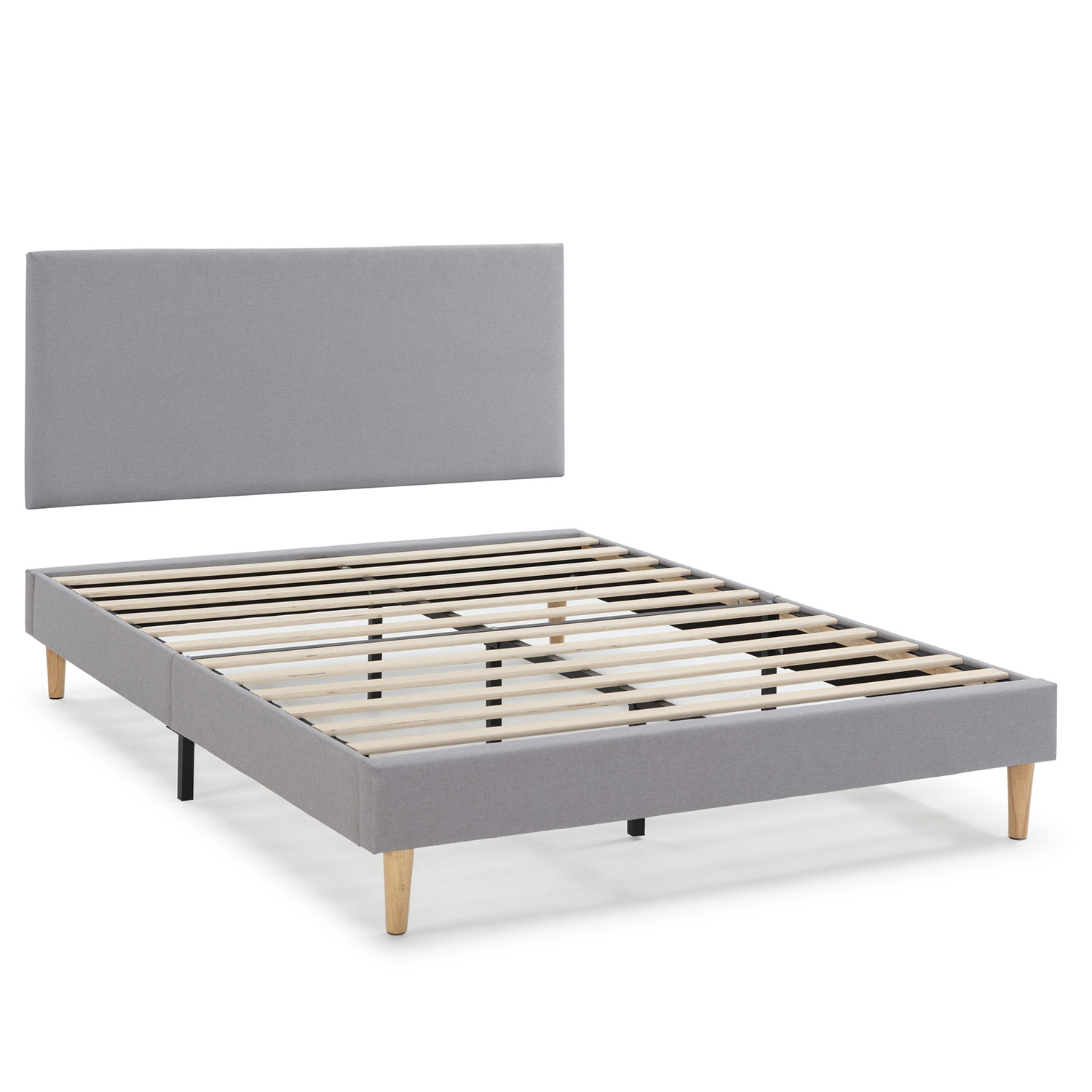 Base tapizada + cabecero aura 140x190 cm gris claro