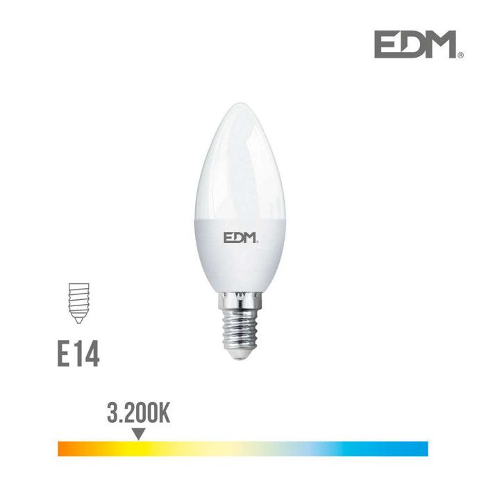 Bombilla vela LED e14 5 w 400 lm 3200 k luz calida ø3,5 x 10