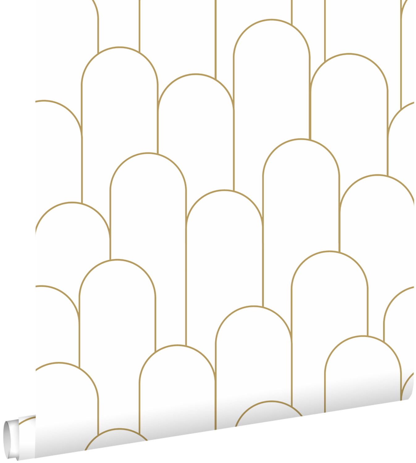 Estahome papel pintado arte deco blanco y oro 53 cm x 10.05 m