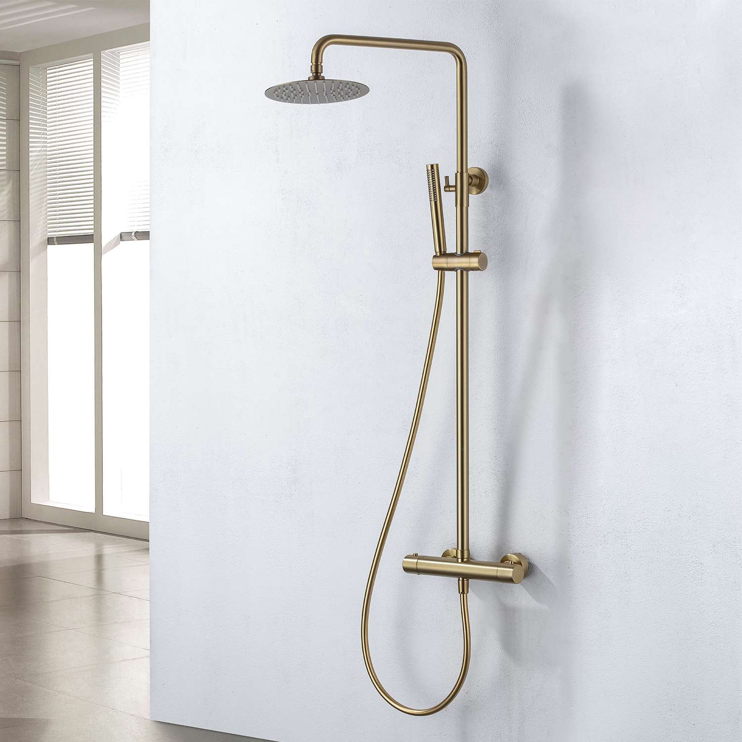 Columna de ducha termostática sky bath oro inox s304 serie supreme