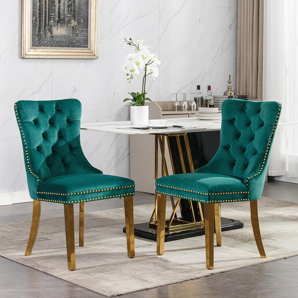Sillas,madera maciza,terciopelo,dos piezas, verde.