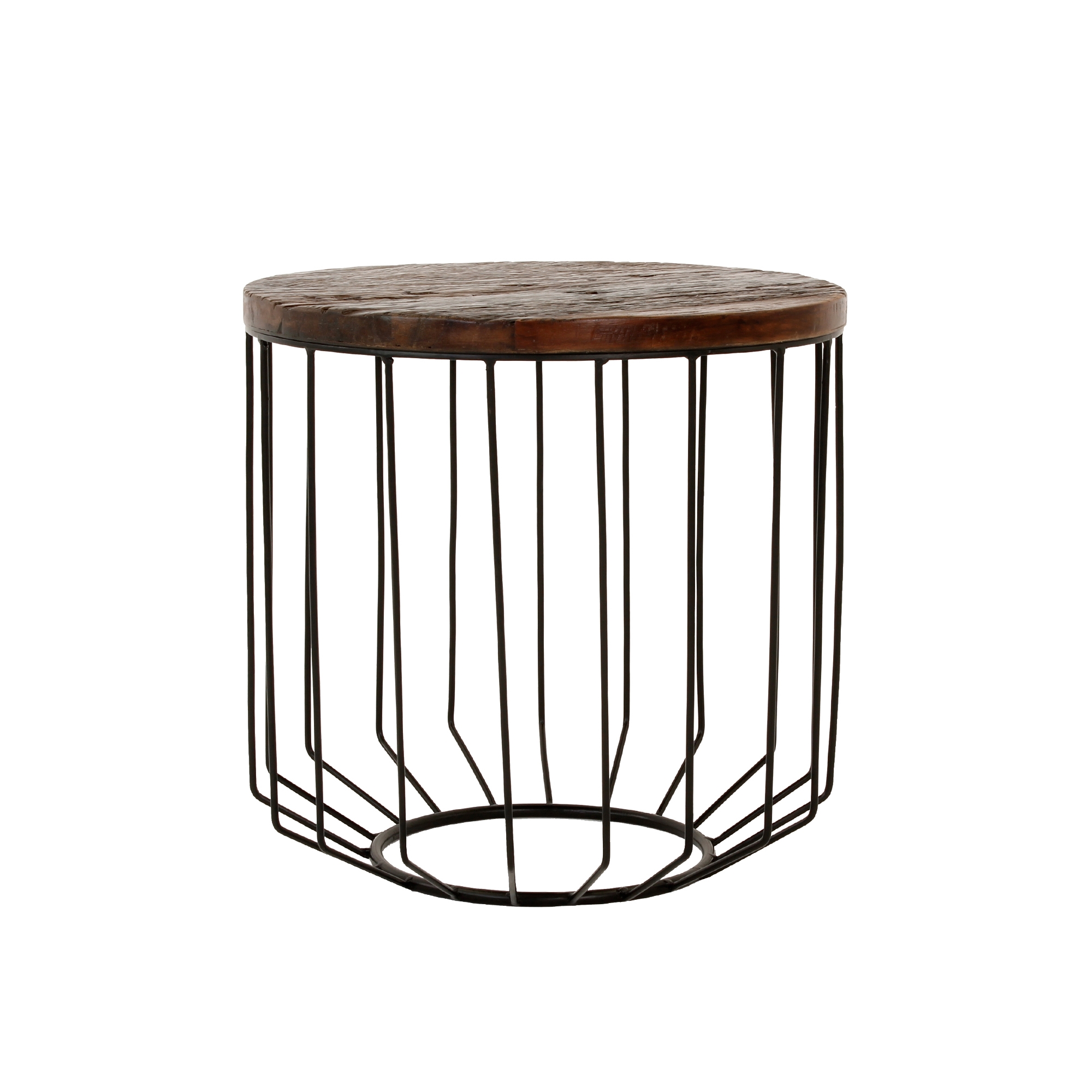Mesa auxiliar hecha a mano redonda metalico 50x50cm negro womo-design