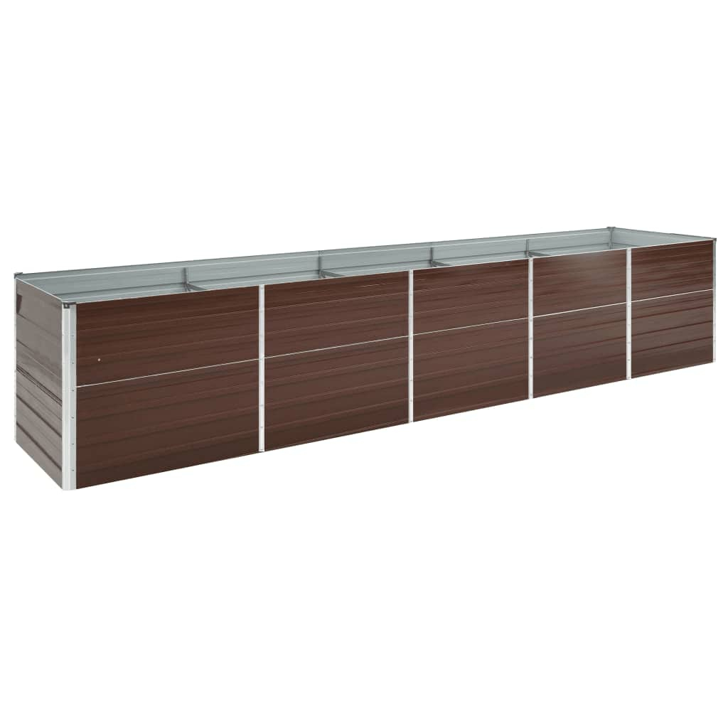 vidaXL arriate de jardín de acero galvanizado marrón 400x80x77 cm