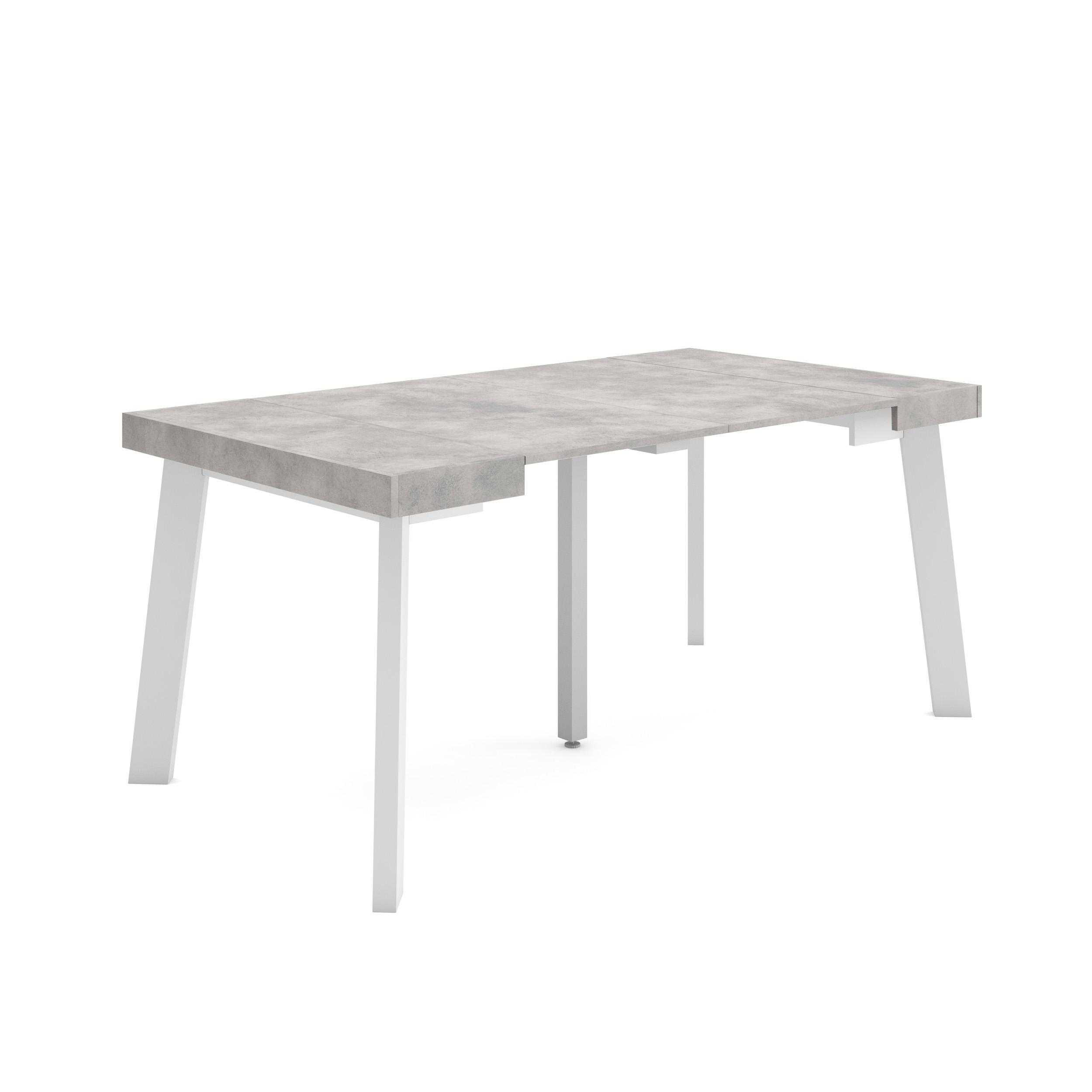 Mesa consola extensible, 160x90x73cm, cemento, patas de madera rf3128