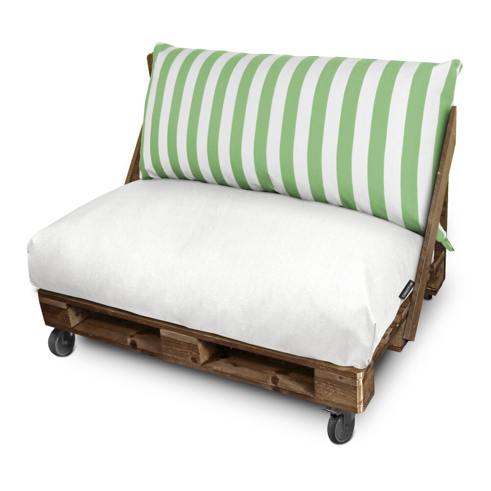 Cojín para palets toldotex blanco-verde set: asiento 120x80x20 (blanco-liso
