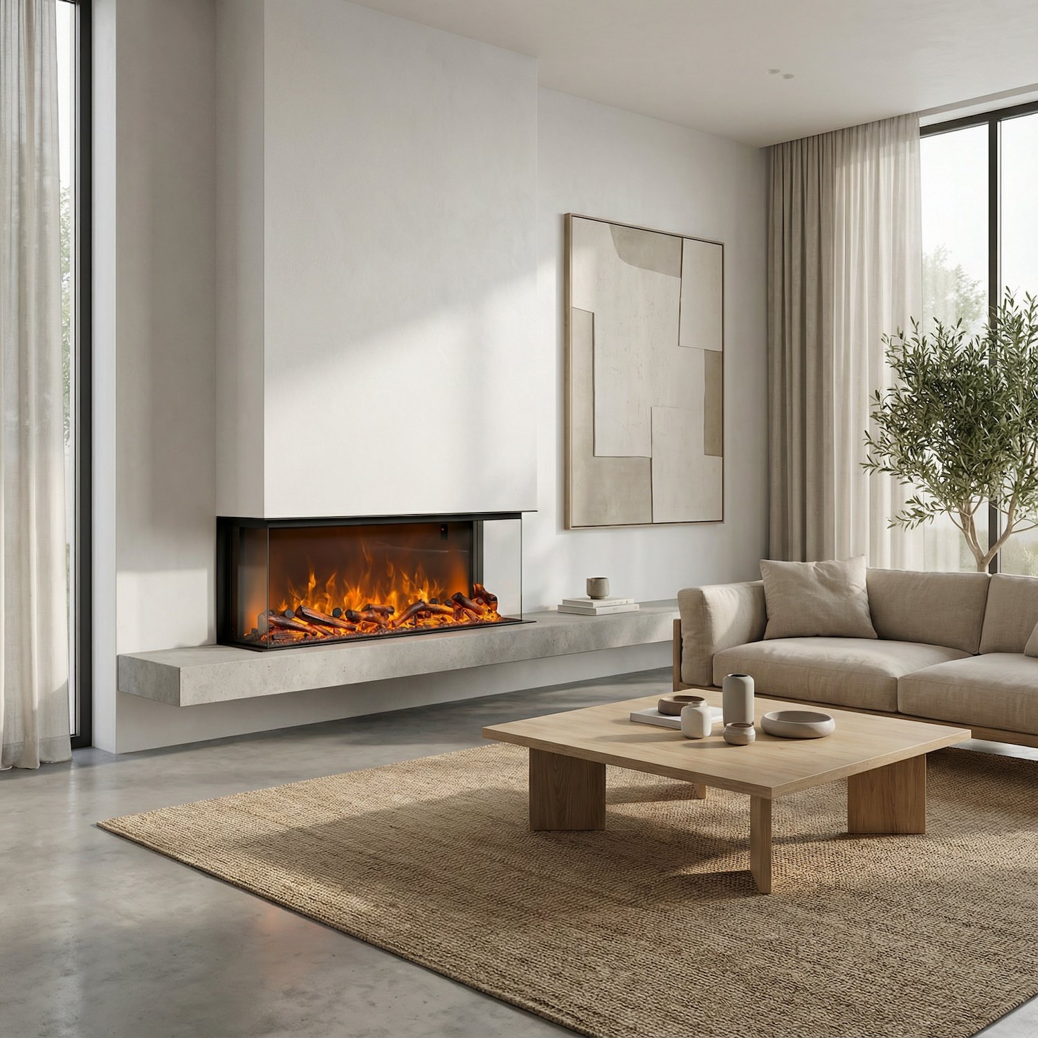 Chimenea electrica de tres caras 108 cm 1500w chimenea sined merano