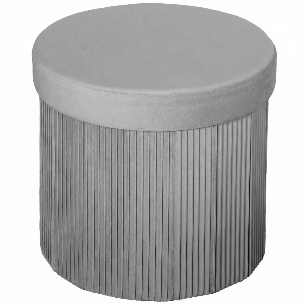 Banco de almacenaje 38x38x38 cm terciopelo, tela no tejida color gris