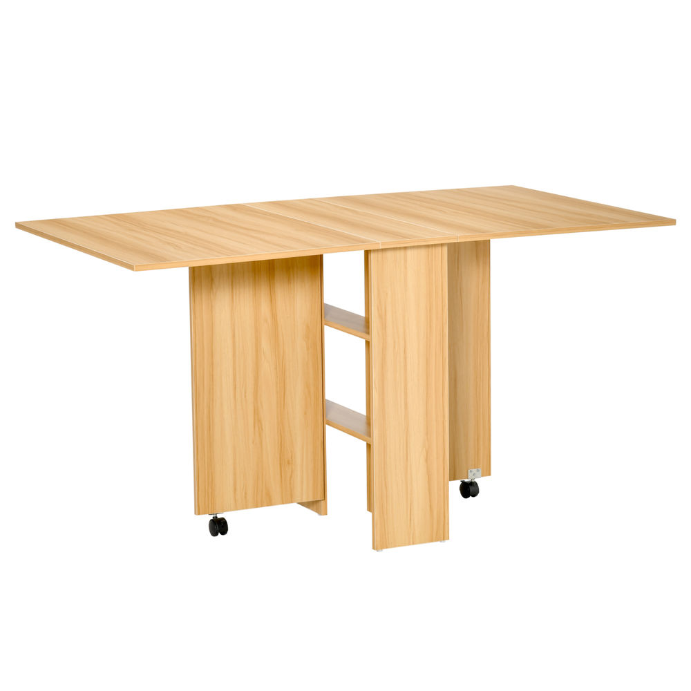 Mesa plegable con rueda 140x80x74 cm tablero de partículas color marrón