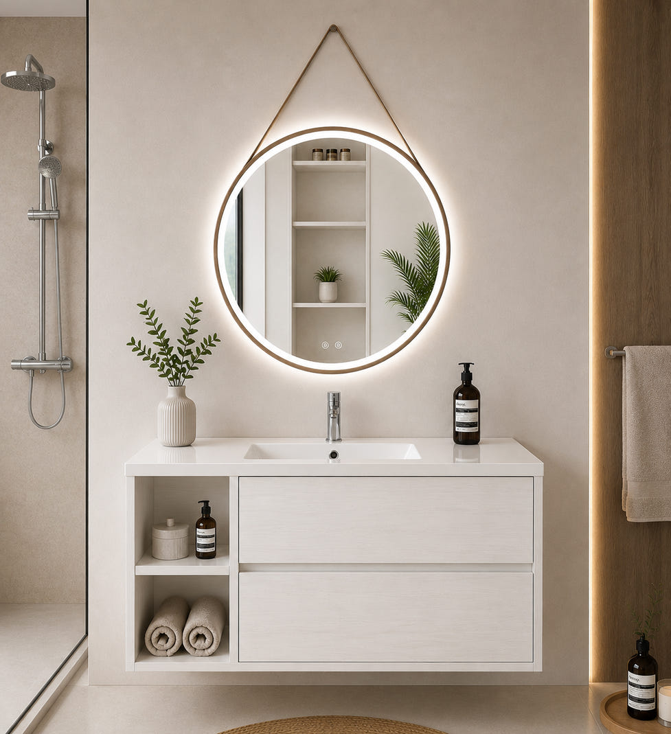 Mueble de baño con lavabo zeus sin espejo 90x45 cm izquierda blanco nordico