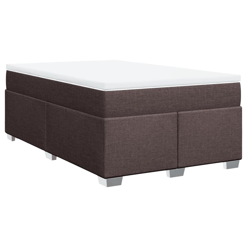 vidaXL cama box spring con colchón tela marrón oscuro 120x190 cm