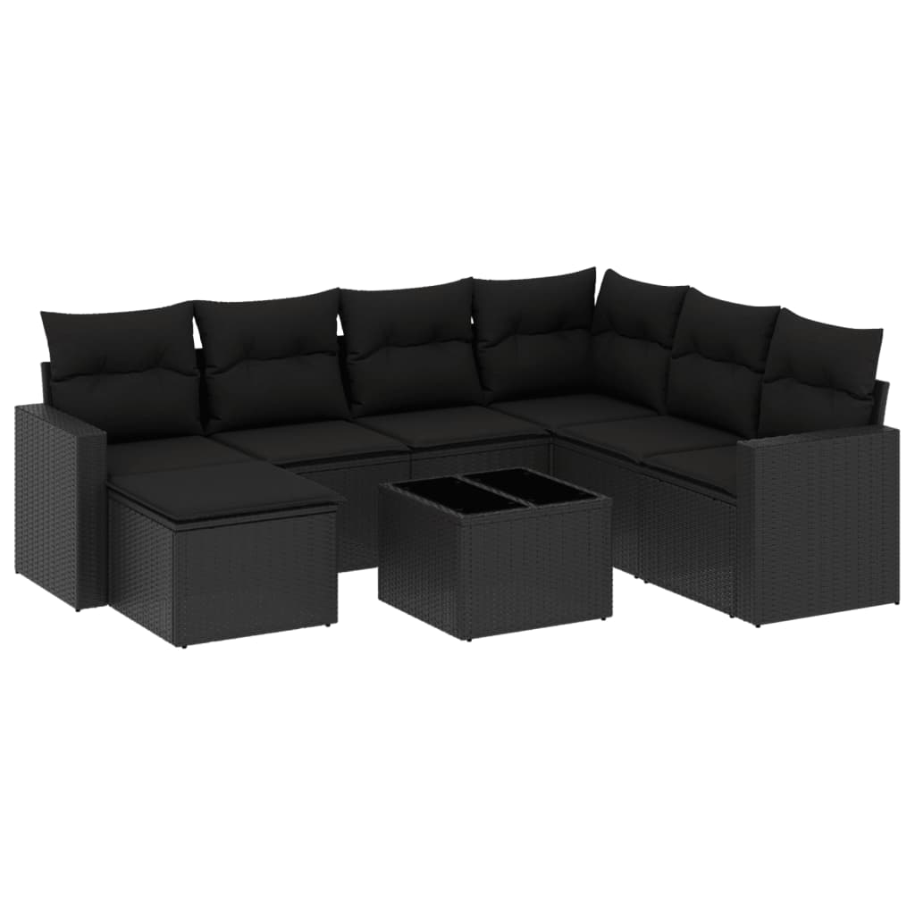 vidaXL set de sofás de jardín 8 piezas y cojines ratán sintético negro