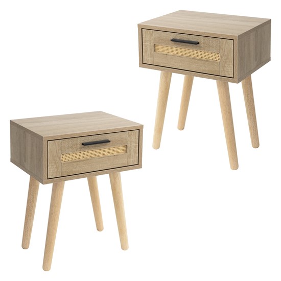 Juego de 2x mesitas de noche con cajón 40x50,5x30 cm estilo rústico
