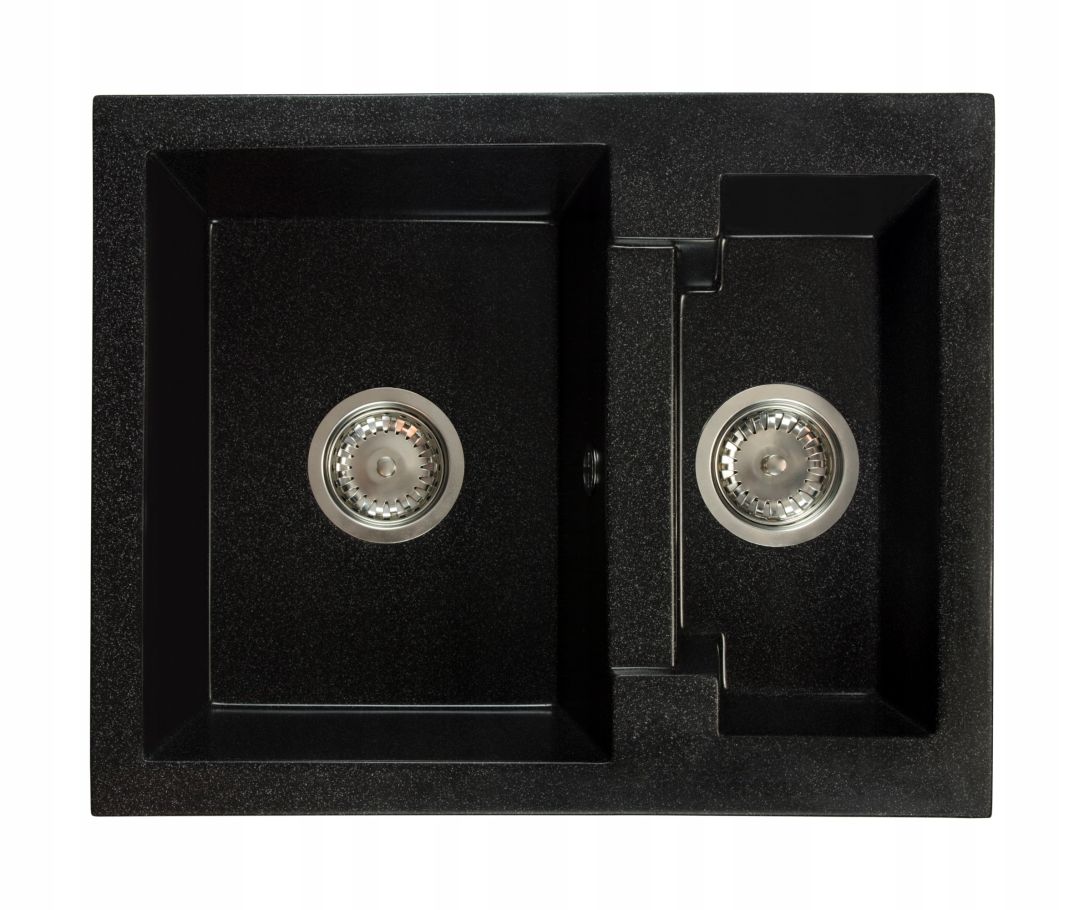Fregadero cocina negro 47,5x58,2cm, fregadero granito 1,5 senos + sifón