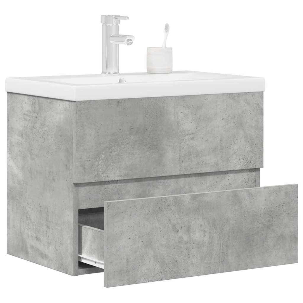 Set muebles de baño 2 piezas madera contrachapada gris hormigón esb1624