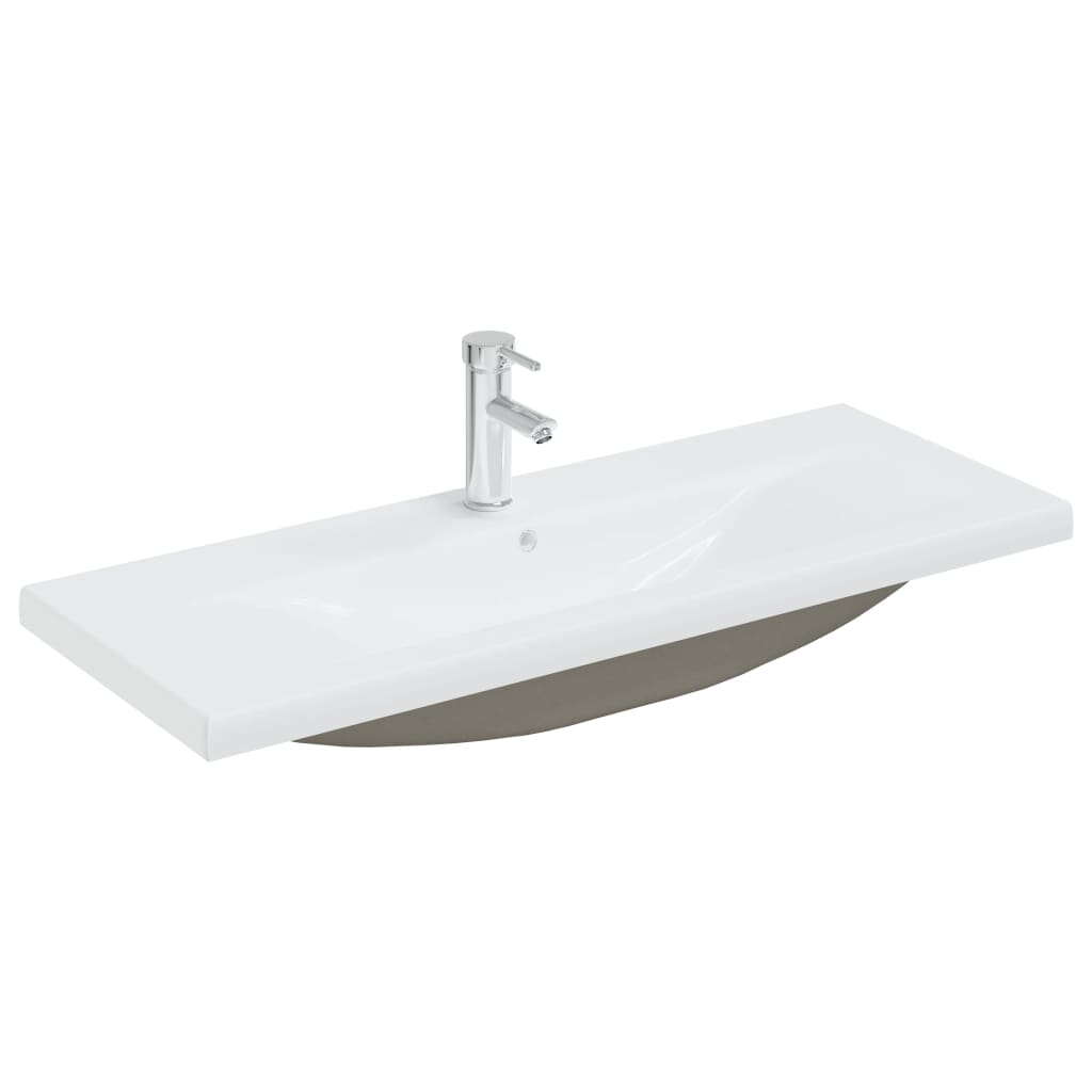 vidaXL lavabo empotrado con grifo cerámica blanco 101x39x18 cm