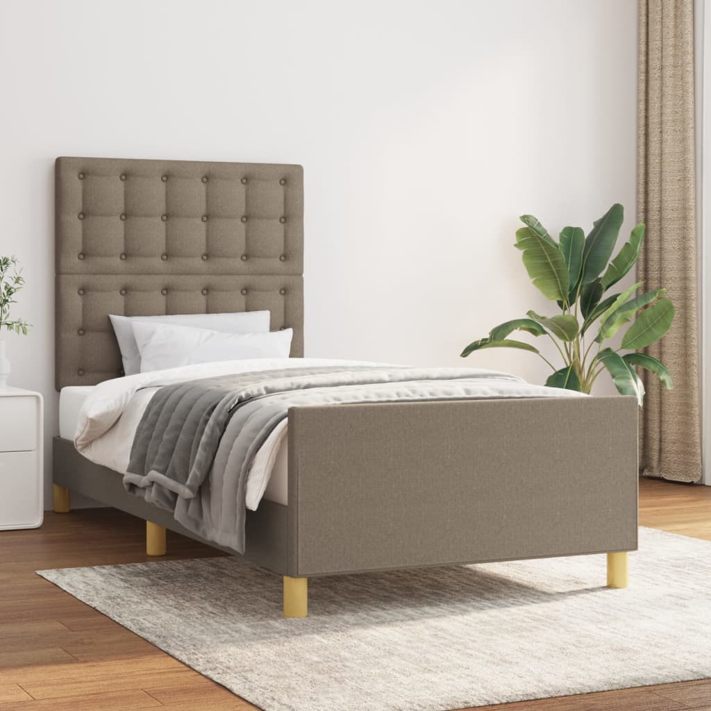 Cama con cabecero de tela gris taupe 80x200 cm