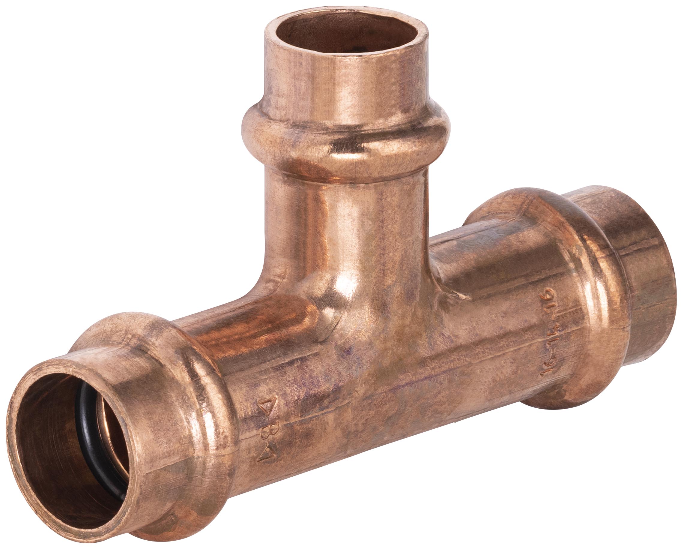 T reducido para crimpar en tubos de cobre de 16 mm y 14 mm de diámetro