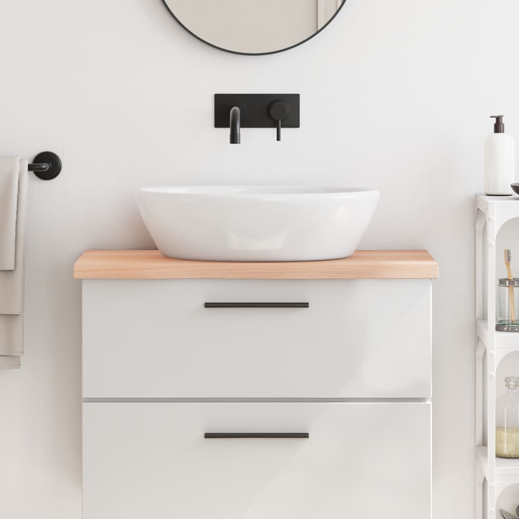 Encimera de baño madera maciza sin tratar 80x40x(2-4) cm eerf4180