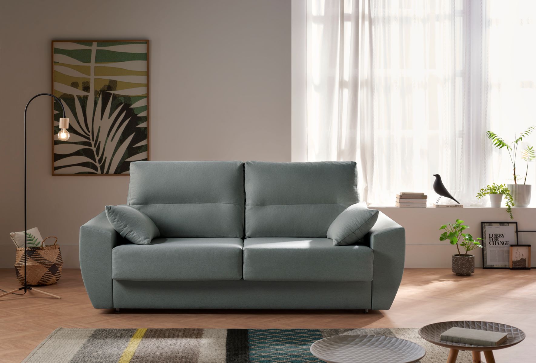 Sofa cama italiano monaco 3 plazas azul