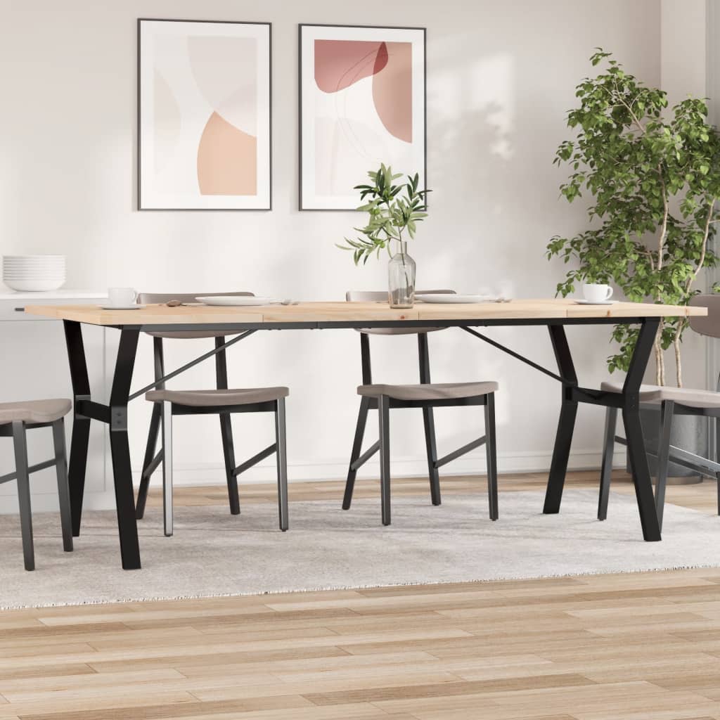 Mesa de comedor marco y madera maciza pino acero 200x100x75,5cm oif813905