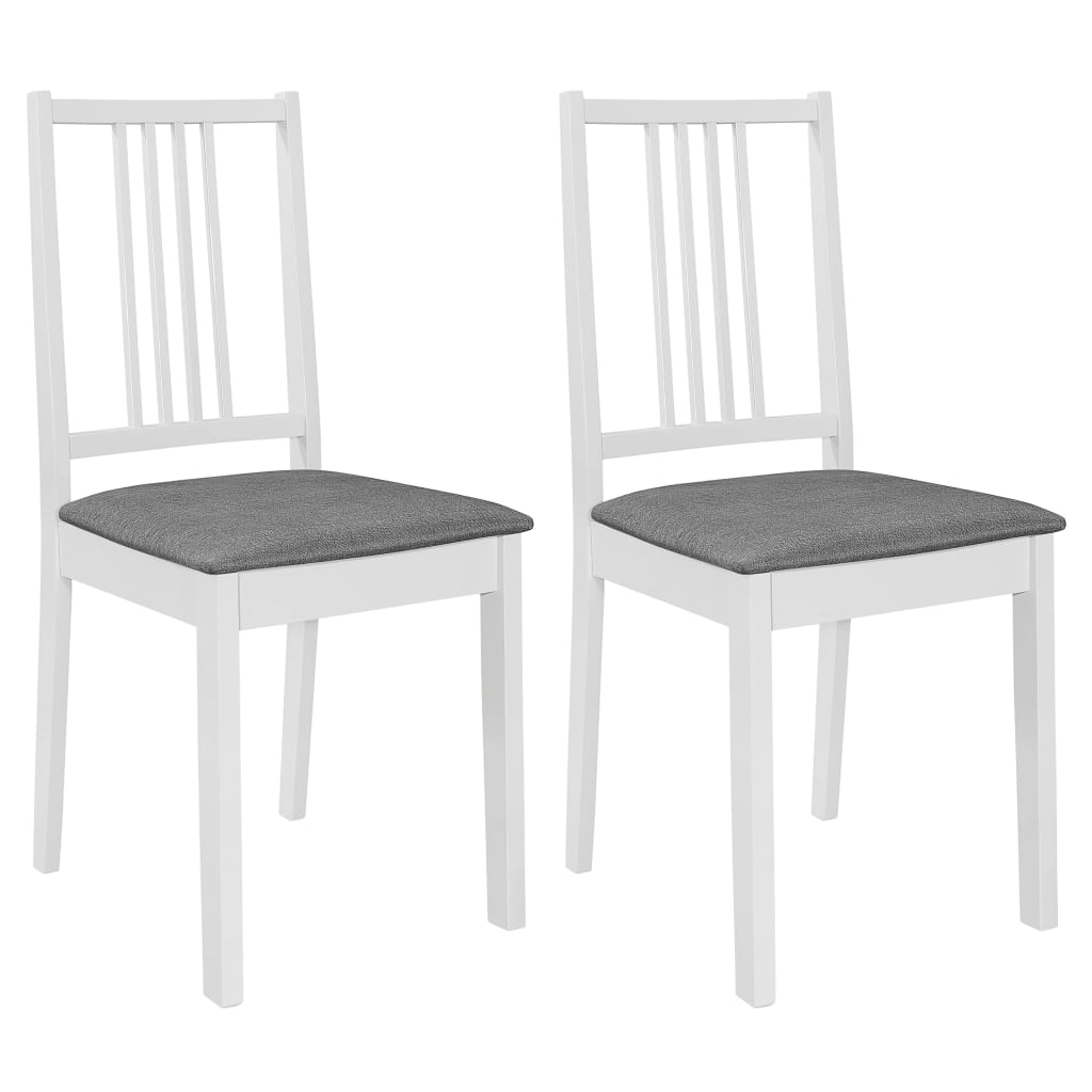 Sillas de comedor con cojines madera maciza blanca 2 unidades qweo1238