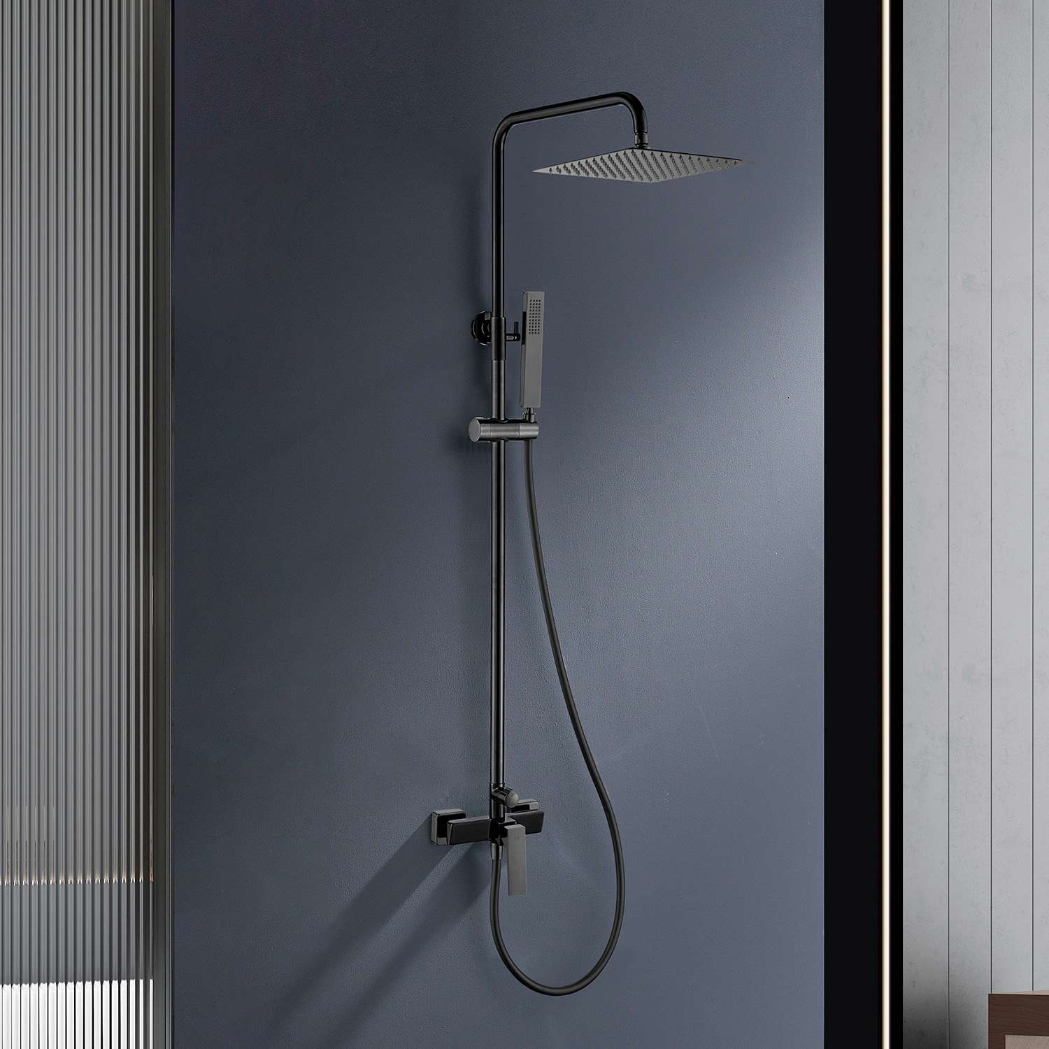 Columna de ducha monomando sky bath negro cristal serie infinite