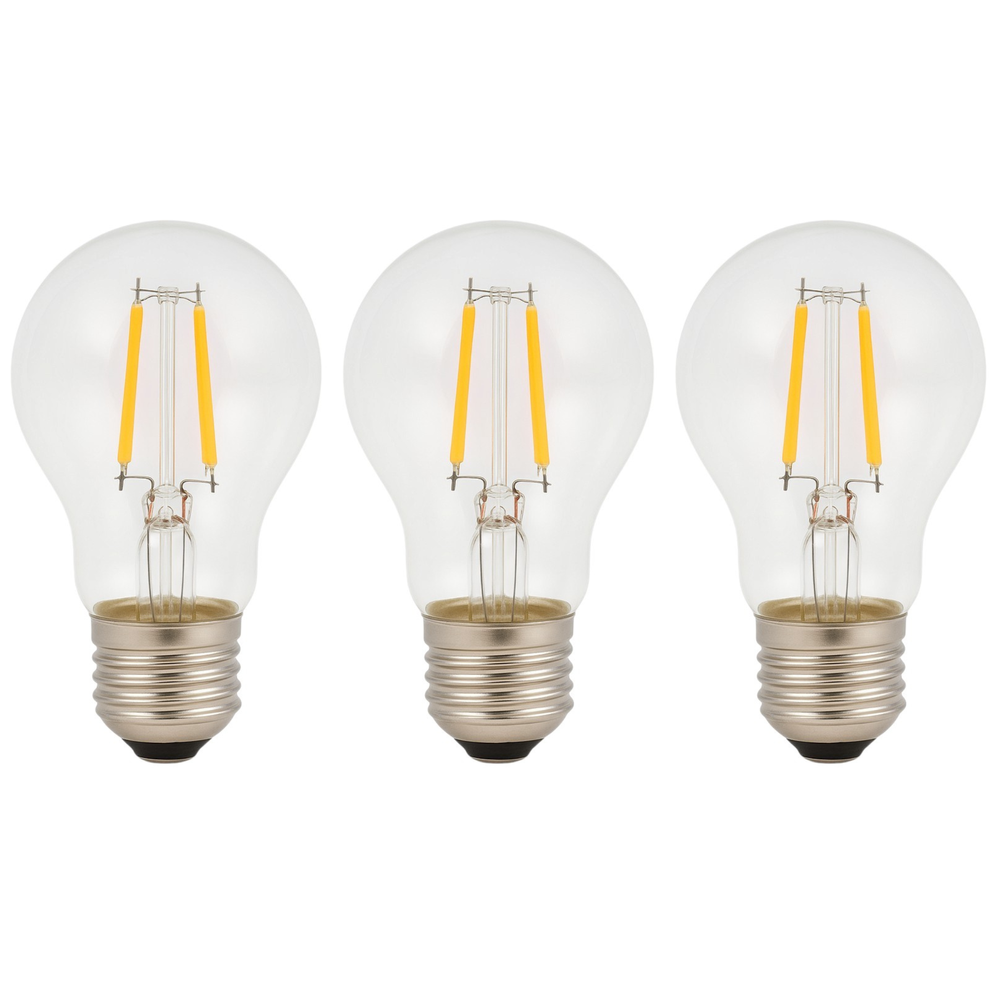 Pack x3 bombilla LED a60 E27 filamento 4w 550lm. Luz cálida 2700k