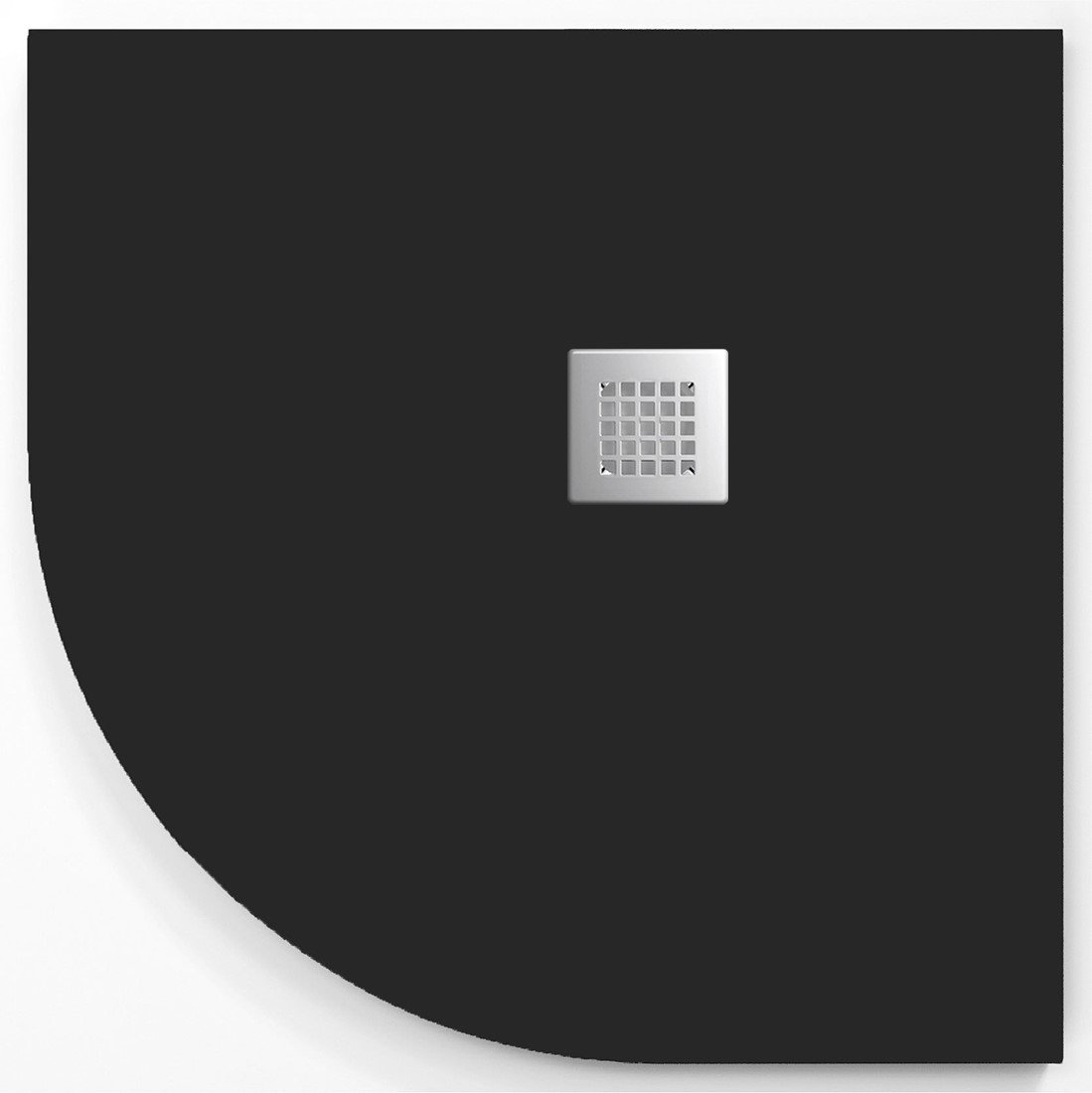 Plato de ducha onda curve negro 90x90 cm (radio 55) rejilla acero inox.