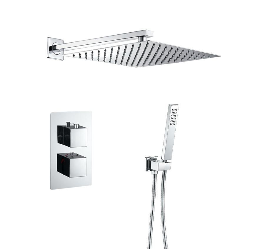 Valaz ducha empotrada termostática a pared cuadrada cromada - 30cm