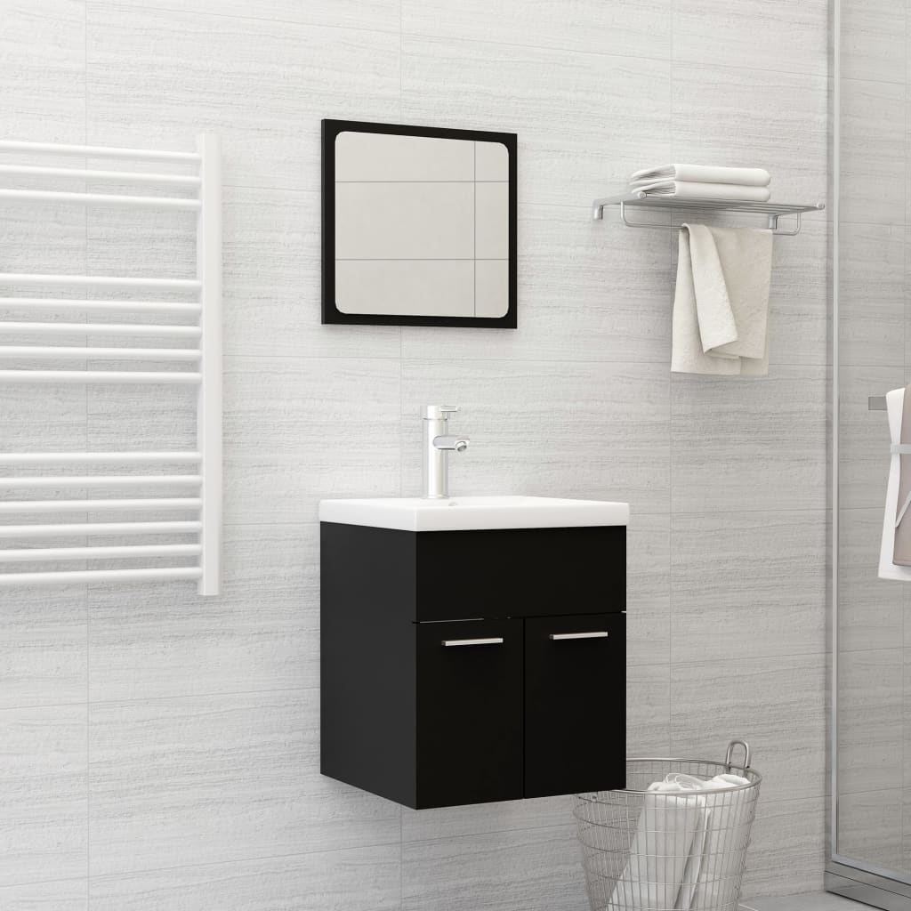 Conjunto de muebles de baño 2 pzas madera contrachapada negro(sin lavabo)