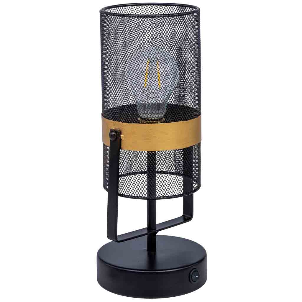 Lámpara de mesa de metal negro con 1 foco 12.5x12.5x31h cm