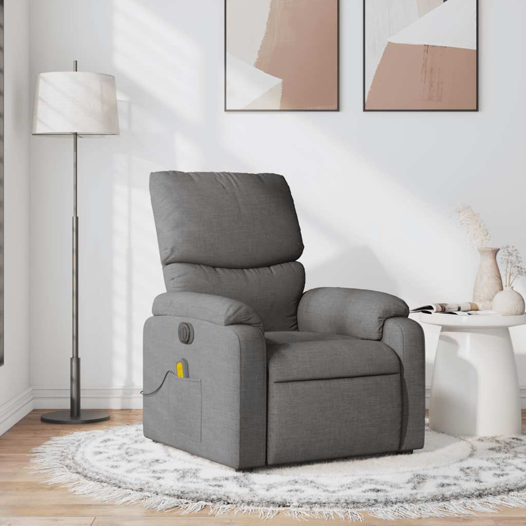 Sillón de masaje reclinable de tela gris oscuro qweo5824