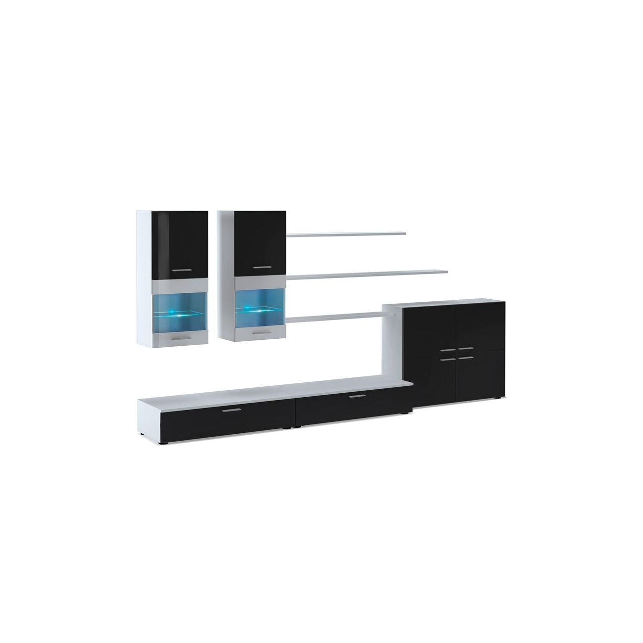 Salón modular con mueble de tv 296 cm beta blanco - negro