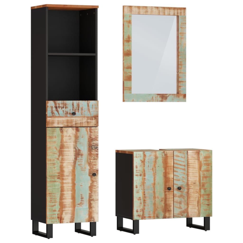 vidaXL conjunto de muebles de baño 3 piezas madera maciza reciclada
