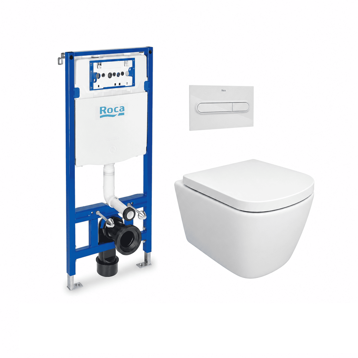 Pack bastidor roca duplo pl1 dual blanco + wc tornado link azulbath