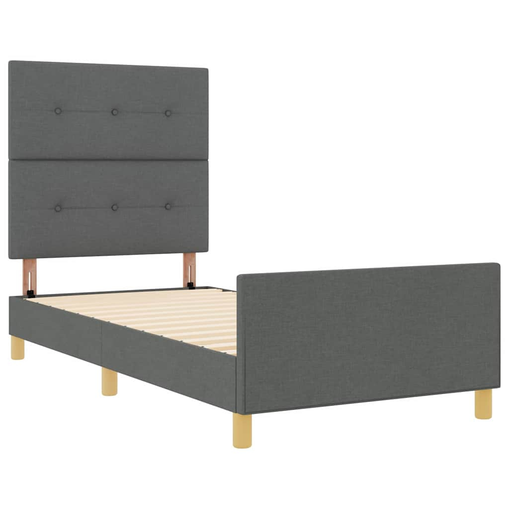 vidaXL estructura de cama con cabecera gris oscuro 80 x 200 cm tela