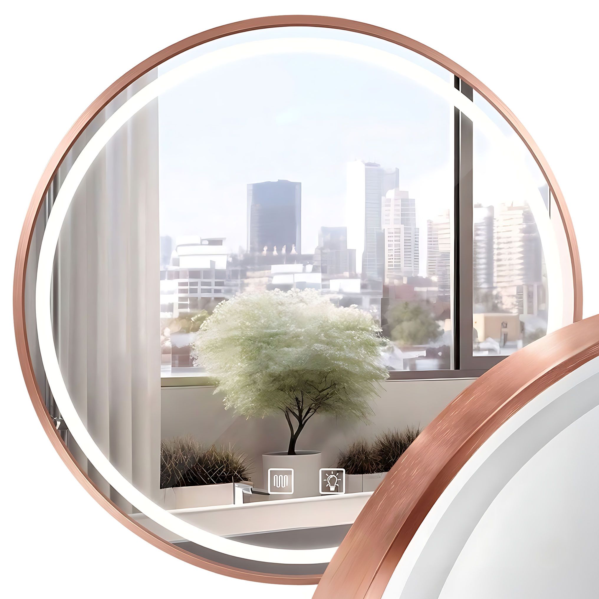 Rea espejo LED 70cm mmj brush copper, 2x70x70 cm