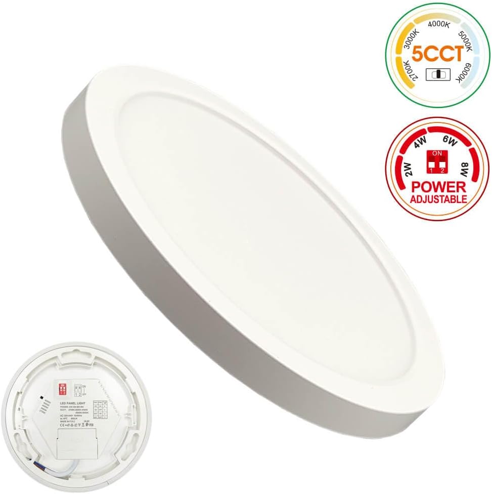Plafon LED techo circular blanco 125mm, 8w, 960lm, cct 2700k a 6000k