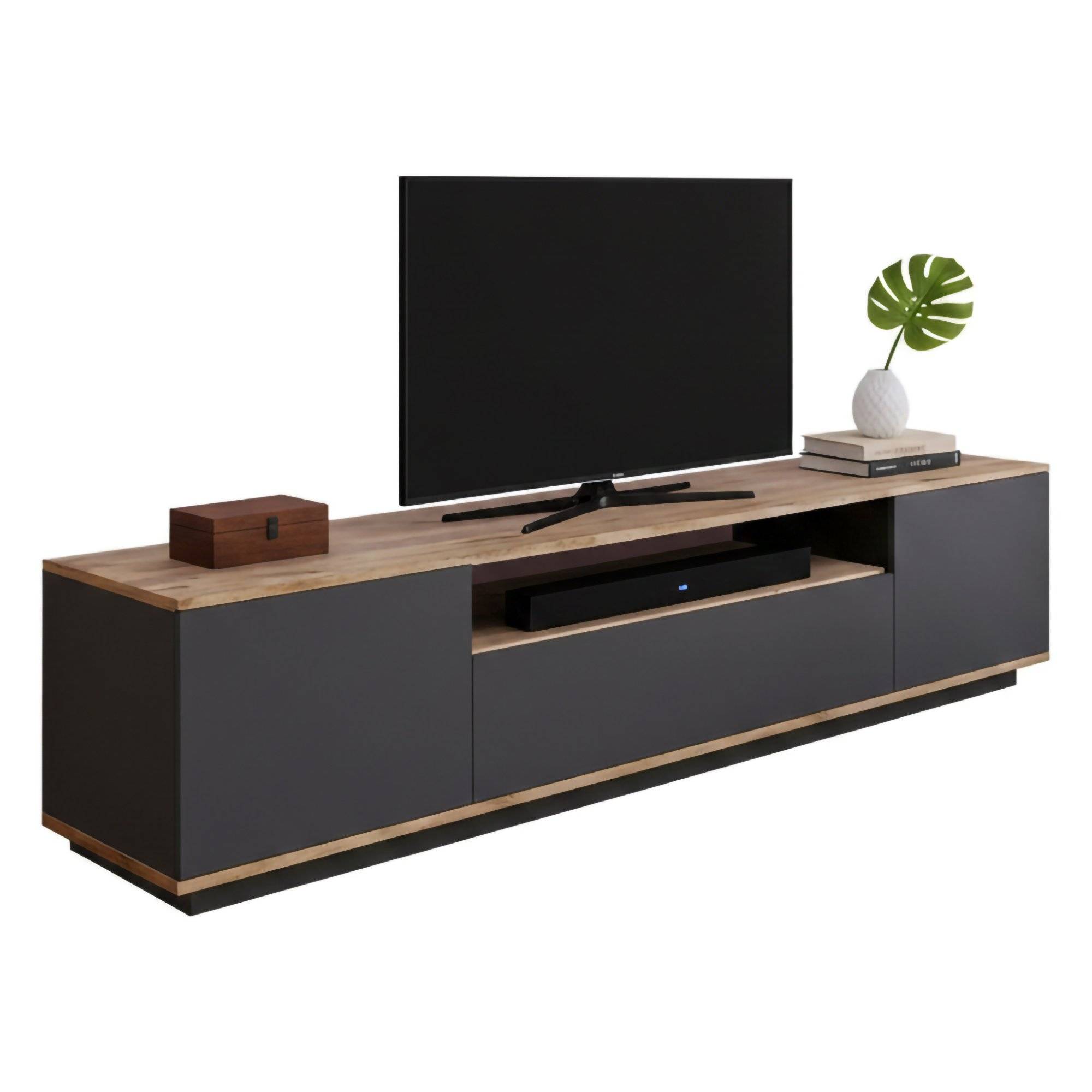Mueble tv asellina, 2 puertas, madera noble roble marrón