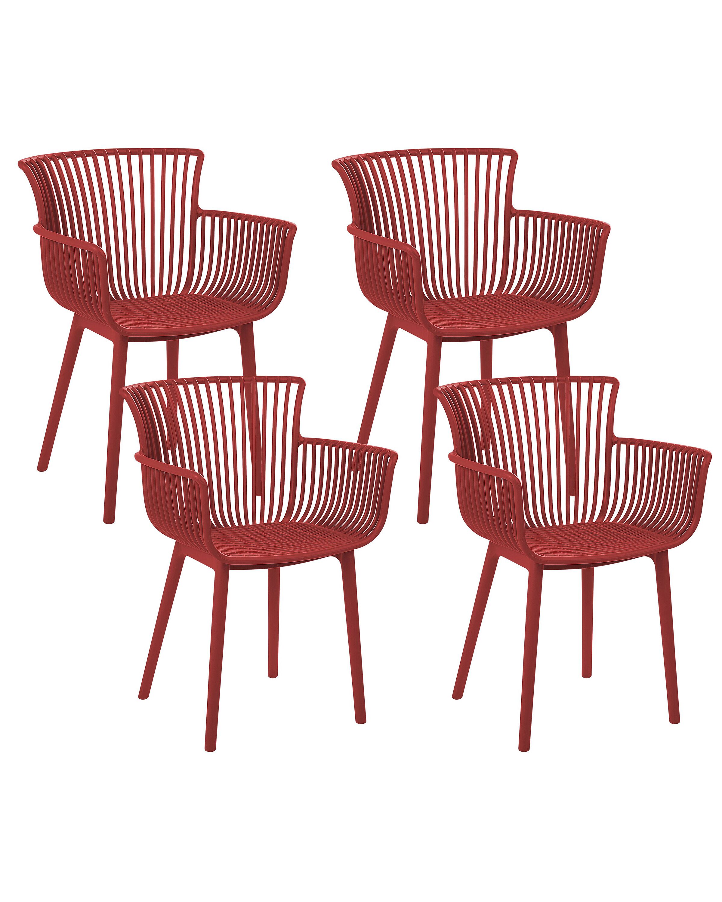 Conjunto de 4 sillas de jardín pesaro rojo