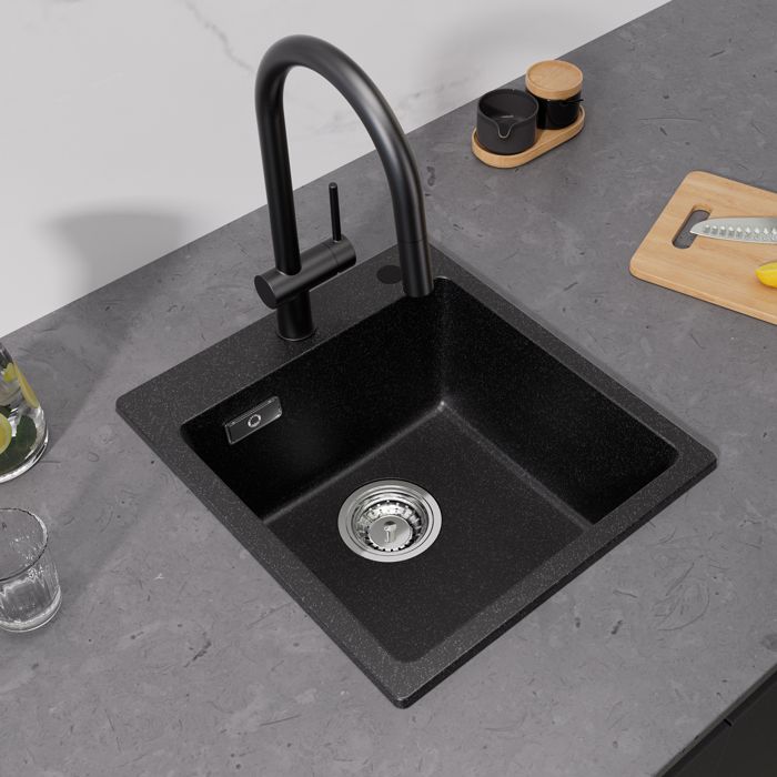 Fregadero de cocina fregadero de granito 40x45cm + grifo monomando extraíbl
