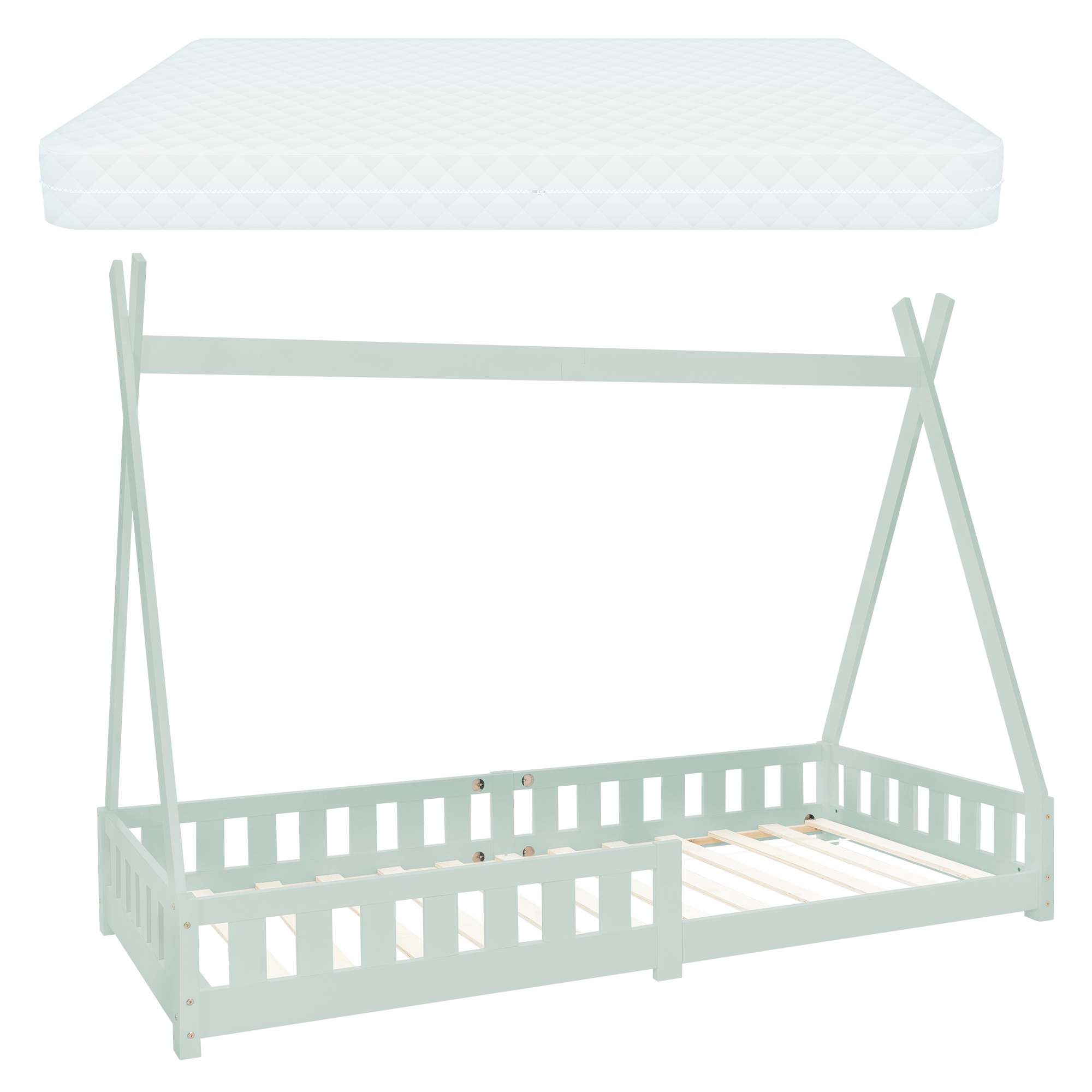 Cuna con protección anticaída y somier de 90x200 cm ml-design